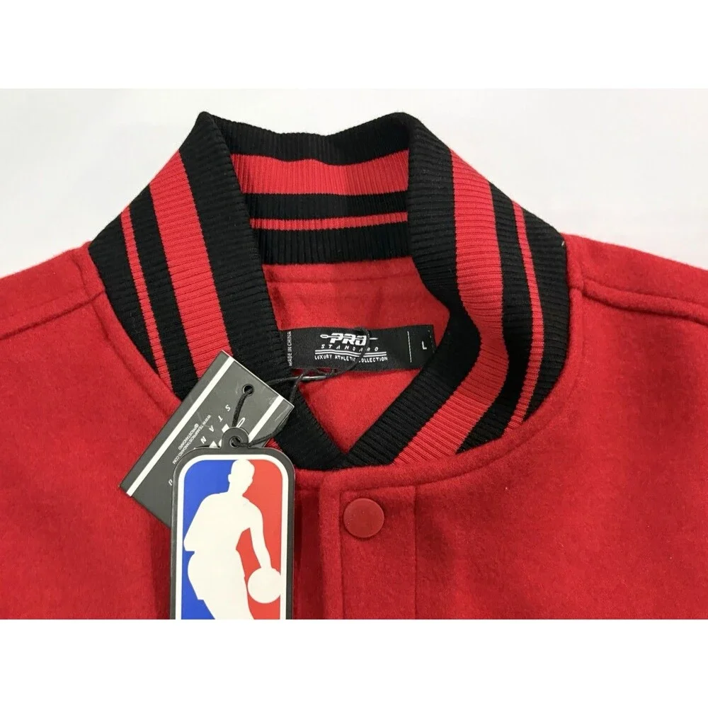 Pro Standard NBA Basketball Varsity Jacket Full Zip Red & Leather Men’s L NWT